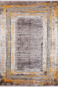 Suya Brown Frame Digital Print Area Rug