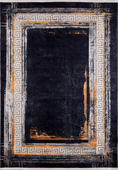 Balakovo Black Frame Digital Print Area Rug