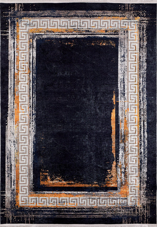 Balakovo Black Frame Digital Print Area Rug