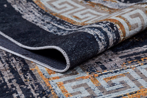 Balakovo Black Frame Digital Print Area Rug