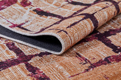 Orange Striped Area Rug – Ivanteyevka Digital Print, Non Slip & Antibacterial Carpet