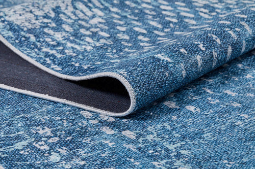Modern Area Rug | Blue Digital Print Carpet - Antibacterial, Non Slip, Washable