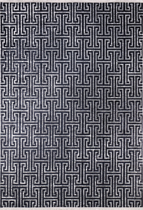 Black Geometric Area Rug – Non Slip Rug | Antibacterial Floor Mat, Digital Print Carpet