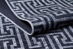 Black Geometric Area Rug – Non Slip Rug | Antibacterial Floor Mat, Digital Print Carpet