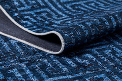 Iskitim Navy Geometric Digital Print Area Rug