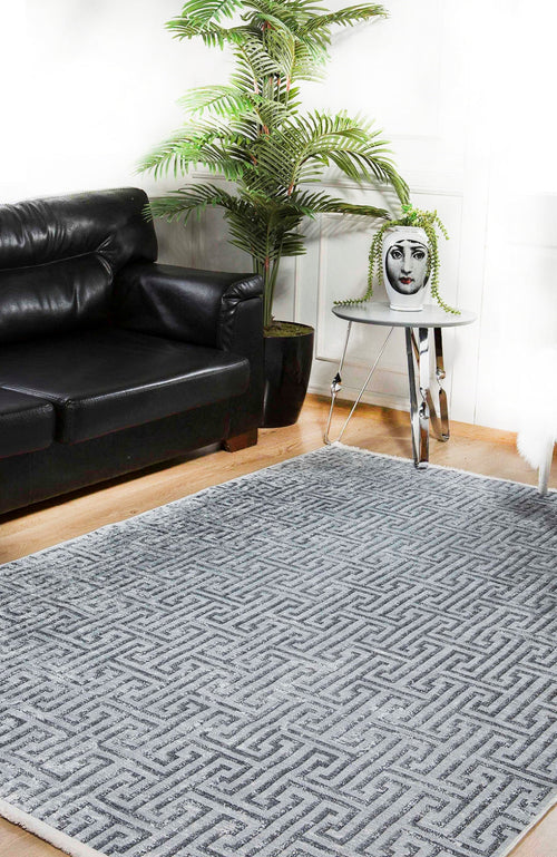 Grey Striped Area Rug - Digital Print Rug | Non Slip, Antibacterial Carpet