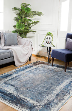 Modern Digital Area Rug – Blue Antibacterial Non Slip Carpet for Stylish Living Room
