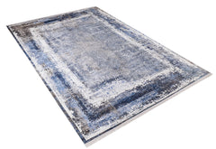 Modern Digital Area Rug – Blue Antibacterial Non Slip Carpet for Stylish Living Room