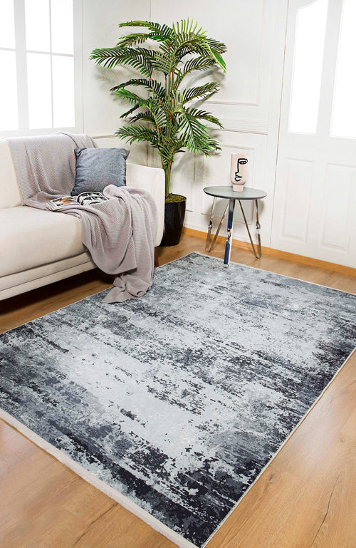 Modern Area Rug - Grey Digital Print Carpet | Non Slip Antibacterial Washable