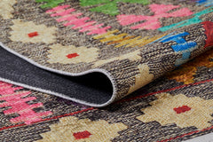 Geometric Area Rug - Brown Digital Print Non Slip Washable Carpet for Living Room