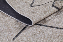 Beige Geometric Area Rug – Digital Print Modern Non Slip Carpet for Living Room