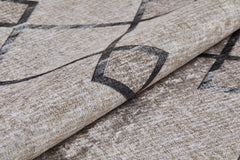 Beige Geometric Area Rug – Digital Print Modern Non Slip Carpet for Living Room