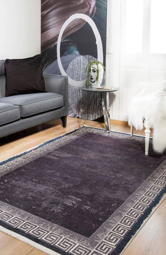 Purple Area Rug - Digital Print Frame Carpet | Antibacterial, Non Slip & Washable