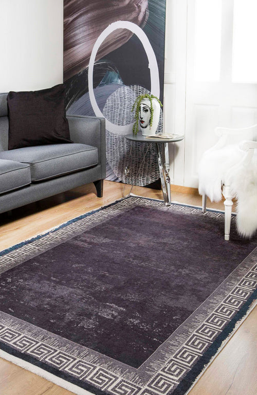 Purple Area Rug - Digital Print Frame Carpet | Antibacterial, Non Slip & Washable