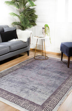 Grey Frame Area Rug - Digital Print Rug | Non Slip Antibacterial Carpet