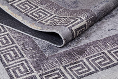 Grey Frame Area Rug - Digital Print Rug | Non Slip Antibacterial Carpet