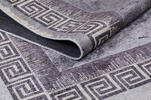 Grey Frame Area Rug - Digital Print Rug | Non Slip Antibacterial Carpet