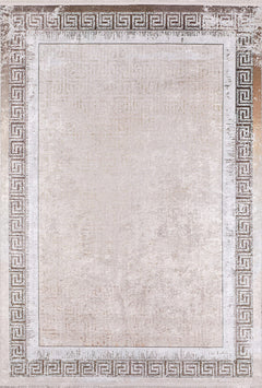 Beige Area Rug – Digital Print Frame Design Carpet | Non Slip, Antibacterial