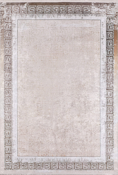 Beige Area Rug – Digital Print Frame Design Carpet | Non Slip, Antibacterial