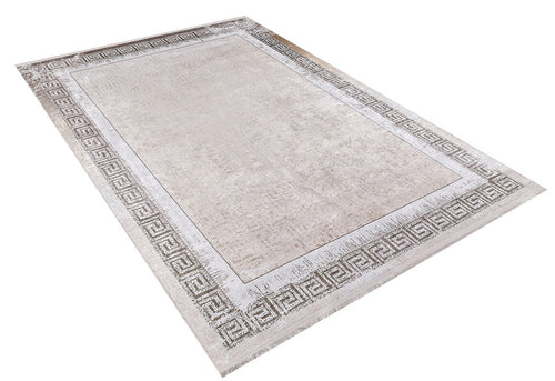 Beige Area Rug – Digital Print Frame Design Carpet | Non Slip, Antibacterial