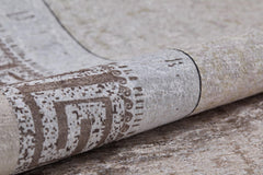 Beige Area Rug – Digital Print Frame Design Carpet | Non Slip, Antibacterial