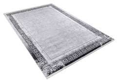 Grey Digital Print Rug - Stylish Frame Area Rug, Non Slip Washable Carpet