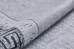 Grey Digital Print Rug - Stylish Frame Area Rug, Non Slip Washable Carpet