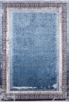 Digital Print Area Rug – Blue Frame Stylish Non Slip Antibacterial Carpet