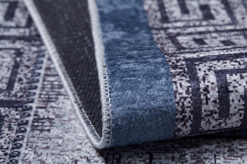 Digital Print Area Rug – Blue Frame Stylish Non Slip Antibacterial Carpet