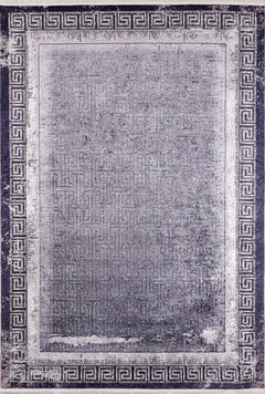 Digital Print Area Rug - Anthracite Frame Design, Non Slip Antibacterial Carpet