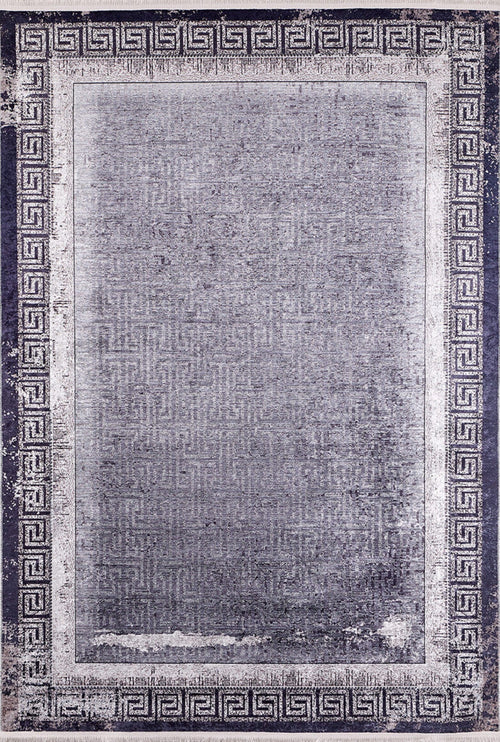 Digital Print Area Rug - Anthracite Frame Design, Non Slip Antibacterial Carpet