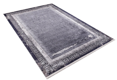 Digital Print Area Rug - Anthracite Frame Design, Non Slip Antibacterial Carpet