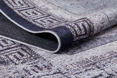 Digital Print Area Rug - Anthracite Frame Design, Non Slip Antibacterial Carpet