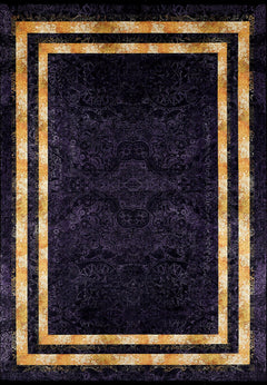 Purple Area Rug - Non Slip Antibacterial Digital Print Rug With Gold Frame
