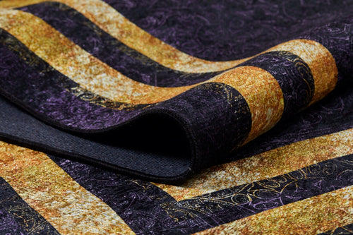 Purple Area Rug - Non Slip Antibacterial Digital Print Rug With Gold Frame