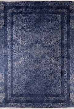 Digital Print Area Rug | Navy Frame Design Antibacterial Non Slip Carpet