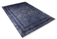 Digital Print Area Rug | Navy Frame Design Antibacterial Non Slip Carpet
