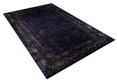 Digital Print Area Rug - Purple Frame Modern Floor Covering with Non Slip Design
