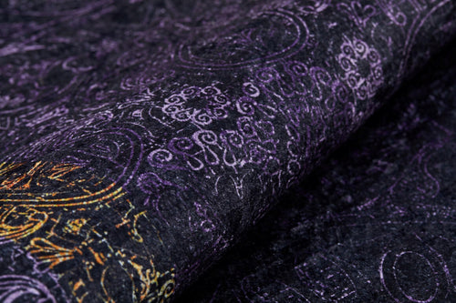 Digital Print Area Rug - Purple Frame Modern Floor Covering with Non Slip Design