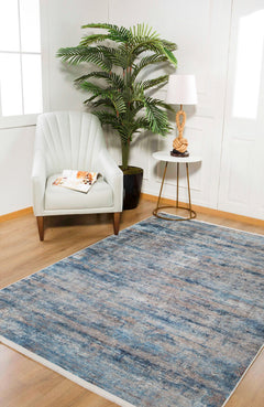 Modern Digital Area Rug – Blue Non Slip Antibacterial Carpet for Living Room