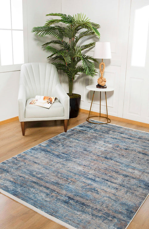 Modern Digital Area Rug – Blue Non Slip Antibacterial Carpet for Living Room