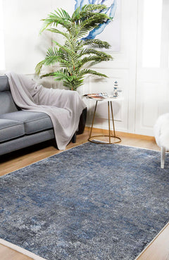 Blue Zigzag Area Rug – Digital Print, Non Slip, Antibacterial Carpet for Living Room