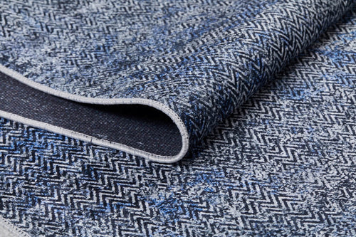 Blue Zigzag Area Rug – Digital Print, Non Slip, Antibacterial Carpet for Living Room