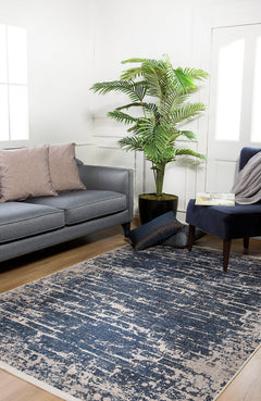 Modern Digital Area Rug - Navy Blue Carpet With Antibacterial, Non Slip Design