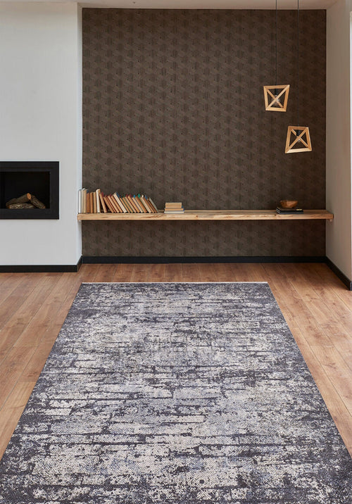 Meleuz Anthracite Modern Digital Print Area Rug