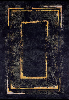 Black Frame Area Rug – Digital Print Rug | Non Slip, Antibacterial Carpet