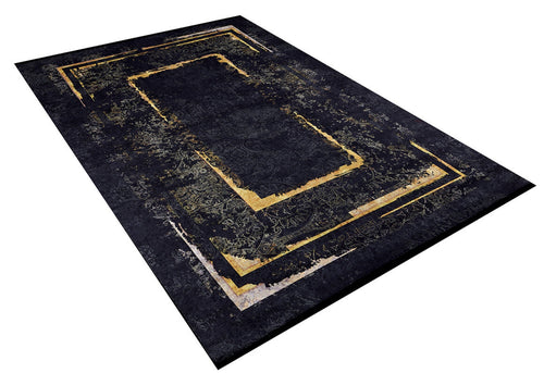 Black Frame Area Rug – Digital Print Rug | Non Slip, Antibacterial Carpet