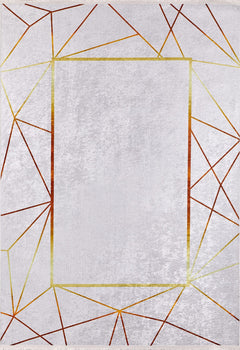 Gold Frame Area Rug - Digital Print Stylish Non Slip Antibacterial Carpet
