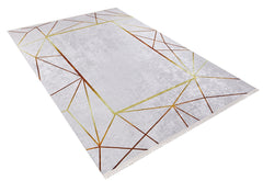 Gold Frame Area Rug - Digital Print Stylish Non Slip Antibacterial Carpet