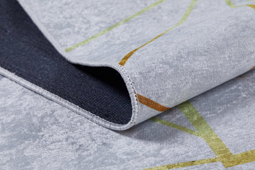 Gold Frame Area Rug - Digital Print Stylish Non Slip Antibacterial Carpet